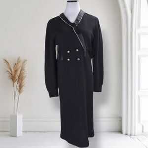 Vintage 90s Adolfo Saks Santana Knit Blazer Dress Size M Rhinestone Buttons
